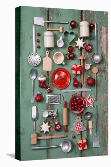 Country Style or Wooden Vintage Christmas Background for Kitchen and Menu Decoration.-Jeanette Dietl-Premier Image Canvas