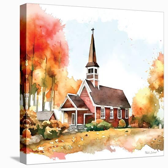 Countryside Autumn Church II-Nicole DeCamp-Stretched Canvas