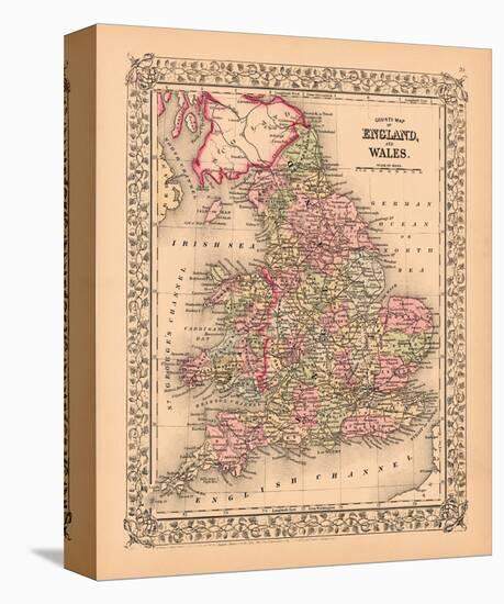 County Map of England and Wales, c.1867-null-Stretched Canvas