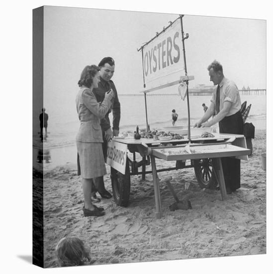 Couple Buying Seafood at Blackpool Beach-Ian Smith-Premier Image Canvas