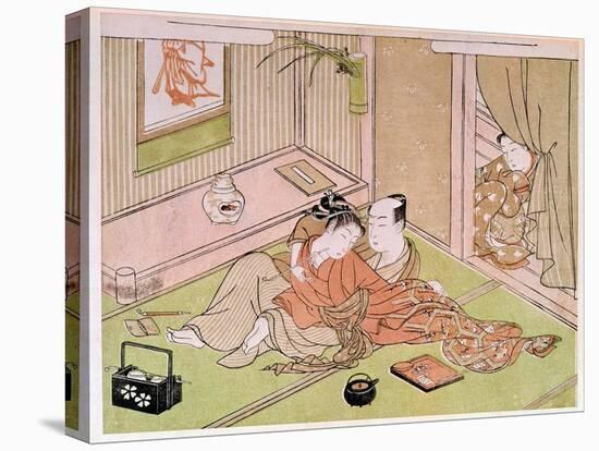 Couple Caressing under the Gaze, 18Th Century (Print)-Kitagawa Utamaro-Premier Image Canvas