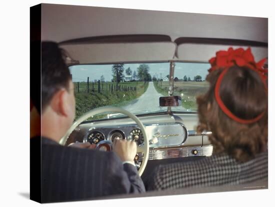 Couple Driving in Studebaker Down Country Road. 1946-Bernard Hoffman-Premier Image Canvas