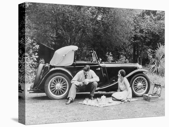 Couple Having a Picnic by an Mg Ta Midget, Late 1930S-null-Premier Image Canvas