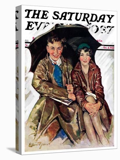"Couple in Rain," Saturday Evening Post Cover, October 4, 1930-Ellen Pyle-Premier Image Canvas