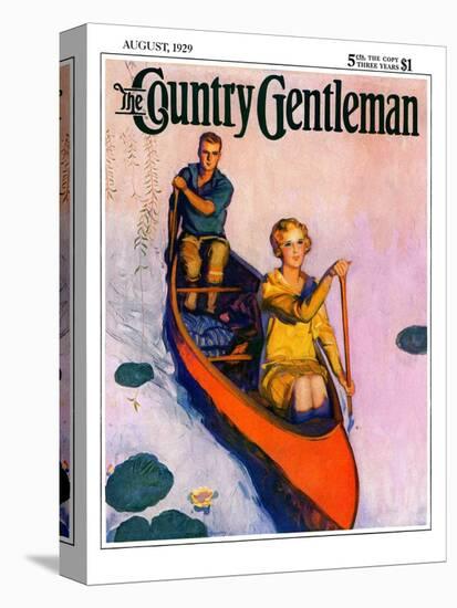 "Couple Paddling Caone," Country Gentleman Cover, August 1, 1929-McClelland Barclay-Premier Image Canvas