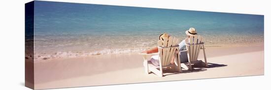 Couple Sitting in Adirondack Chairs on the Beach, Bahamas-null-Premier Image Canvas