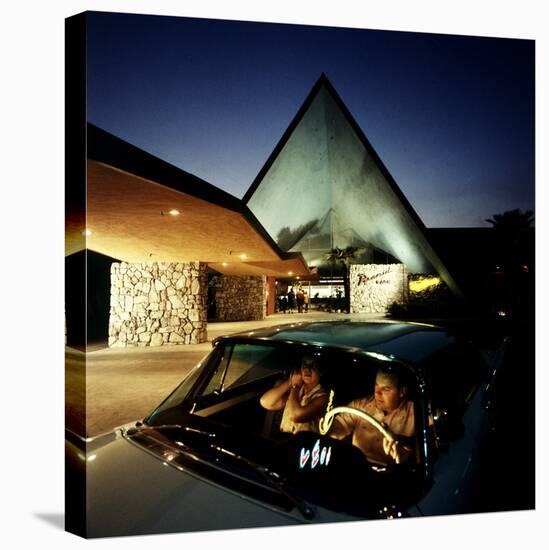 Couple Sitting in Car Preparing to Bowl at Pyramid Room Bowling Alley, Covina, CA, 1958-Ralph Crane-Premier Image Canvas