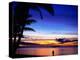 Couple Walking Along Beach at Sunset, Fiji-Peter Hendrie-Premier Image Canvas