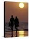 Couple Walking on Beach at Sunset, Sarasota, Florida, USA-Maresa Pryor-Premier Image Canvas