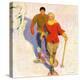 "Couple Wearing Snowshoes,"February 1, 1930-McClelland Barclay-Premier Image Canvas