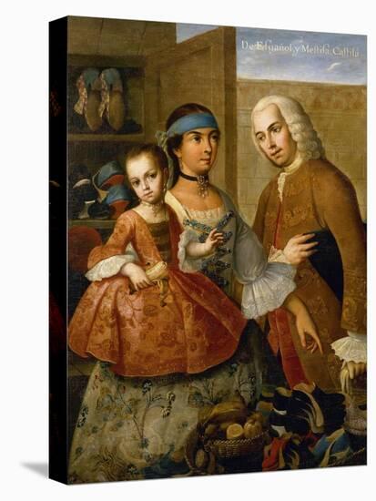 Couple with Little Girl (De Espanol y Mestiza, Castiza), Museo de America, Madrid, Spain-Miguel Cabrera-Premier Image Canvas