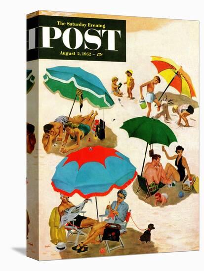 "Couples at the beach" Saturday Evening Post Cover, August 2, 1952-George Hughes-Premier Image Canvas