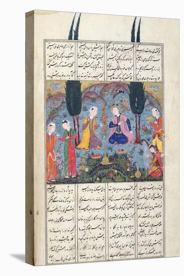 Court Scene in a Garden, Illustration from the Shahnama-null-Premier Image Canvas