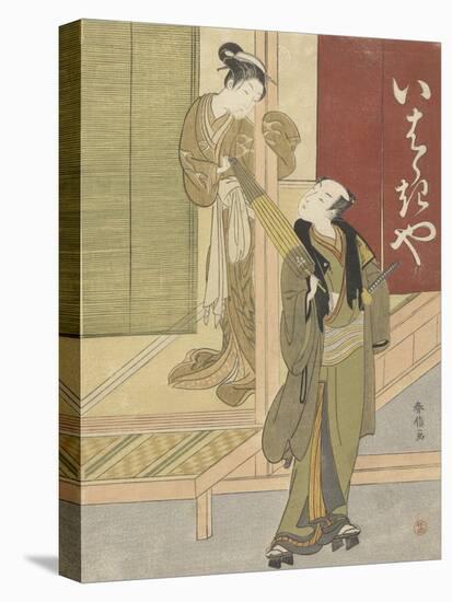 Courtesan and man with umbrella, 1765-70-Suzuki Harunobu-Premier Image Canvas