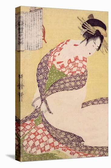 Courtesan Kneeling-Kitagawa Utamaro-Premier Image Canvas