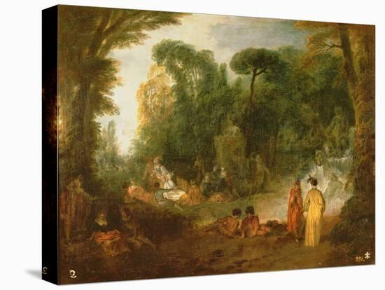 Courtly Gathering in a Park, C.1712/13 (Oil on Canvas)-Jean Antoine Watteau-Premier Image Canvas