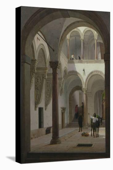 Courtyard of the Palazzo Fava, Bologna, 1874 (Oil on Canvas)-Heinrich Hansen-Premier Image Canvas