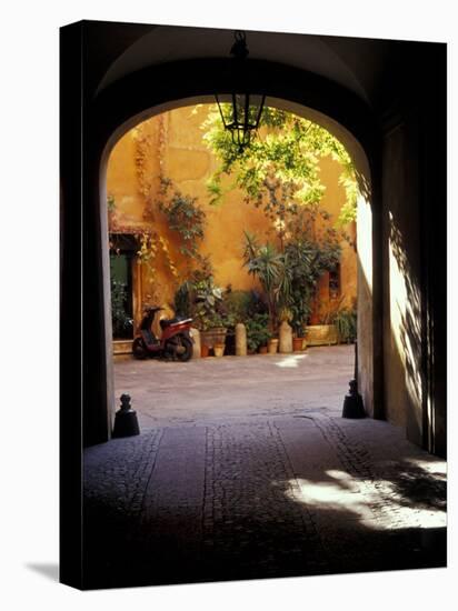 Courtyard Plants and Motorcycle, Rome, Italy-Merrill Images-Premier Image Canvas