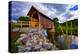 Covered bridge on river, Vermont, USA-null-Premier Image Canvas