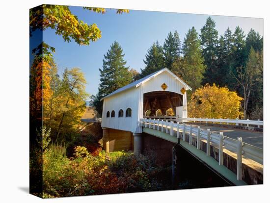 Covered bridge over a river, Rochester Covered Bridge, Calapooia River, Douglas County, Oregon, USA-null-Premier Image Canvas