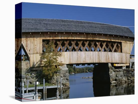 Covered Bridge, Squam Lake, New Hampshire, New England, USA-Amanda Hall-Premier Image Canvas