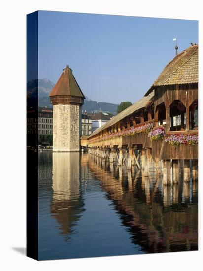 (Covered Wooden Bridge) Over the River Reuss, Kapellbrucke, Lucerne (Luzern), Switzerland-Gavin Hellier-Premier Image Canvas