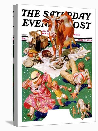 "Cow Joins the Picnic," Saturday Evening Post Cover, August 26, 1933-Joseph Christian Leyendecker-Premier Image Canvas