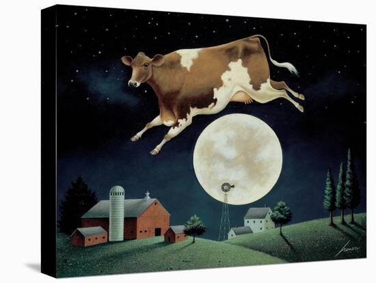 Cow Jumps over the Moon-Lowell Herrero-Stretched Canvas