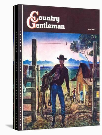"Cowboy at End of the Day," Country Gentleman Cover, June 1, 1947-Peter Hurd-Premier Image Canvas