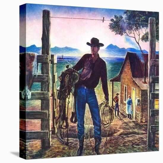 "Cowboy at End of the Day,"June 1, 1947-Peter Hurd-Premier Image Canvas