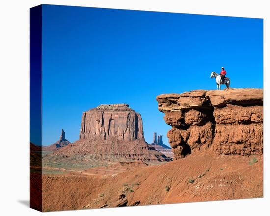 Cowboy at Monument Valley, Navajo Tribal Park, Arizona, USA-null-Stretched Canvas