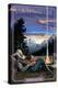 Cowboy Camping Night Scene - Pendleton, Oregon-Lantern Press-Stretched Canvas