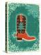 Cowboy Christmas Card with Boot and Holiday Decoration.Vintage Poster-GeraKTV-Stretched Canvas