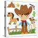 Cowboy,Cute,Boy,Cartoon,Vector,Illustration-Svetlana Peskin-Stretched Canvas