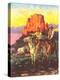 Cowboy, Indian, Covered Wagons-null-Stretched Canvas