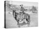 Cowboy on His Horse Photograph - South Dakota-Lantern Press-Stretched Canvas