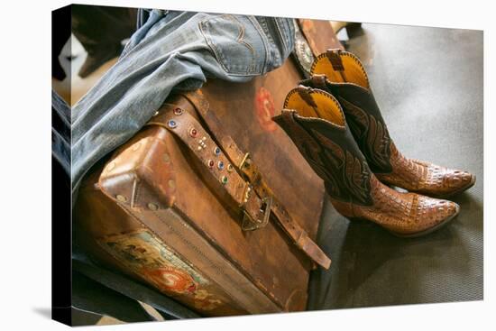 Cowboy Snakeskin Boots and an Antique Suitcase, Santa Fe, New Mexico-Julien McRoberts-Premier Image Canvas