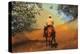 Cowboy with Bird & Tree Shades-null-Stretched Canvas