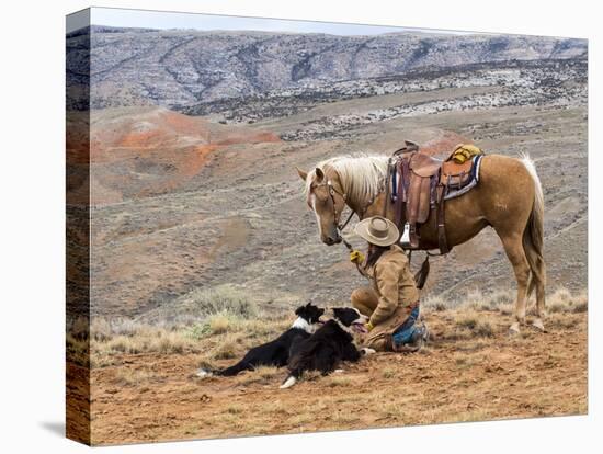 Cowgirl and Her Horse with Dog Viewing the Countryside-Terry Eggers-Premier Image Canvas