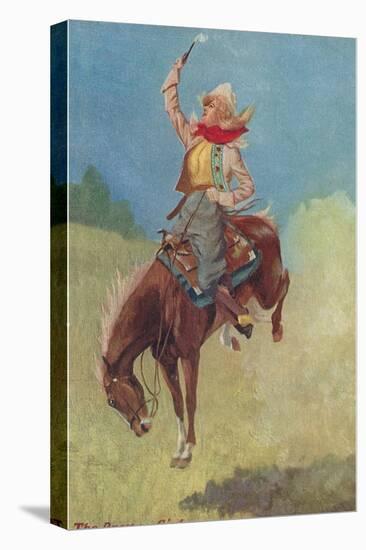 Cowgirl on Bucking Horse Painting-null-Stretched Canvas