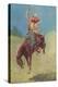 Cowgirl on Bucking Horse Painting-null-Stretched Canvas