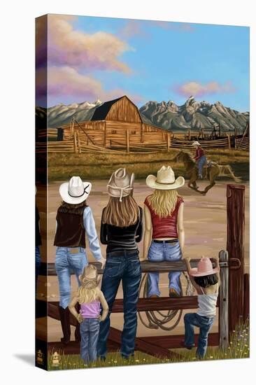 Cowgirls Scene-Lantern Press-Stretched Canvas