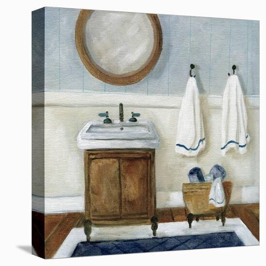 Cozy Navy Bath I-Carol Robinson-Stretched Canvas