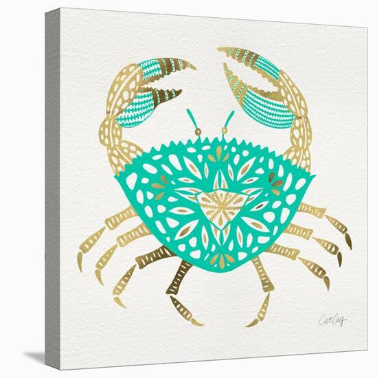 Crab in Gold and Turquoise-Cat Coquillette-Premier Image Canvas