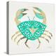 Crab in Gold and Turquoise-Cat Coquillette-Premier Image Canvas