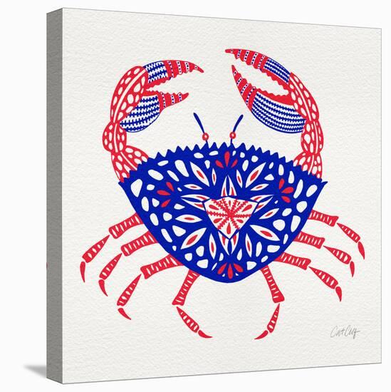 Crab in Red and Navy-Cat Coquillette-Premier Image Canvas