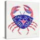 Crab in Red and Navy-Cat Coquillette-Premier Image Canvas
