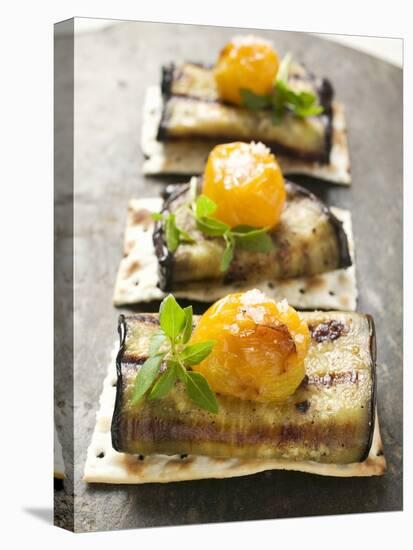 Crackers with Grilled Aubergines and Cherry Tomatoes-null-Premier Image Canvas
