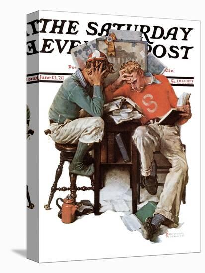 "Cramming" Saturday Evening Post Cover, June 13,1931-Norman Rockwell-Premier Image Canvas