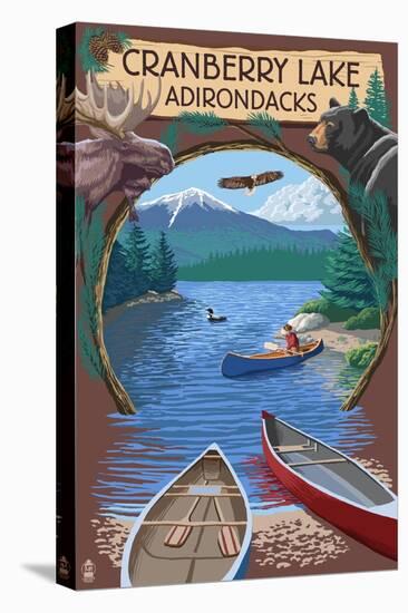 Cranberry Lake, New York - Adirondacks Canoe Scene-Lantern Press-Stretched Canvas